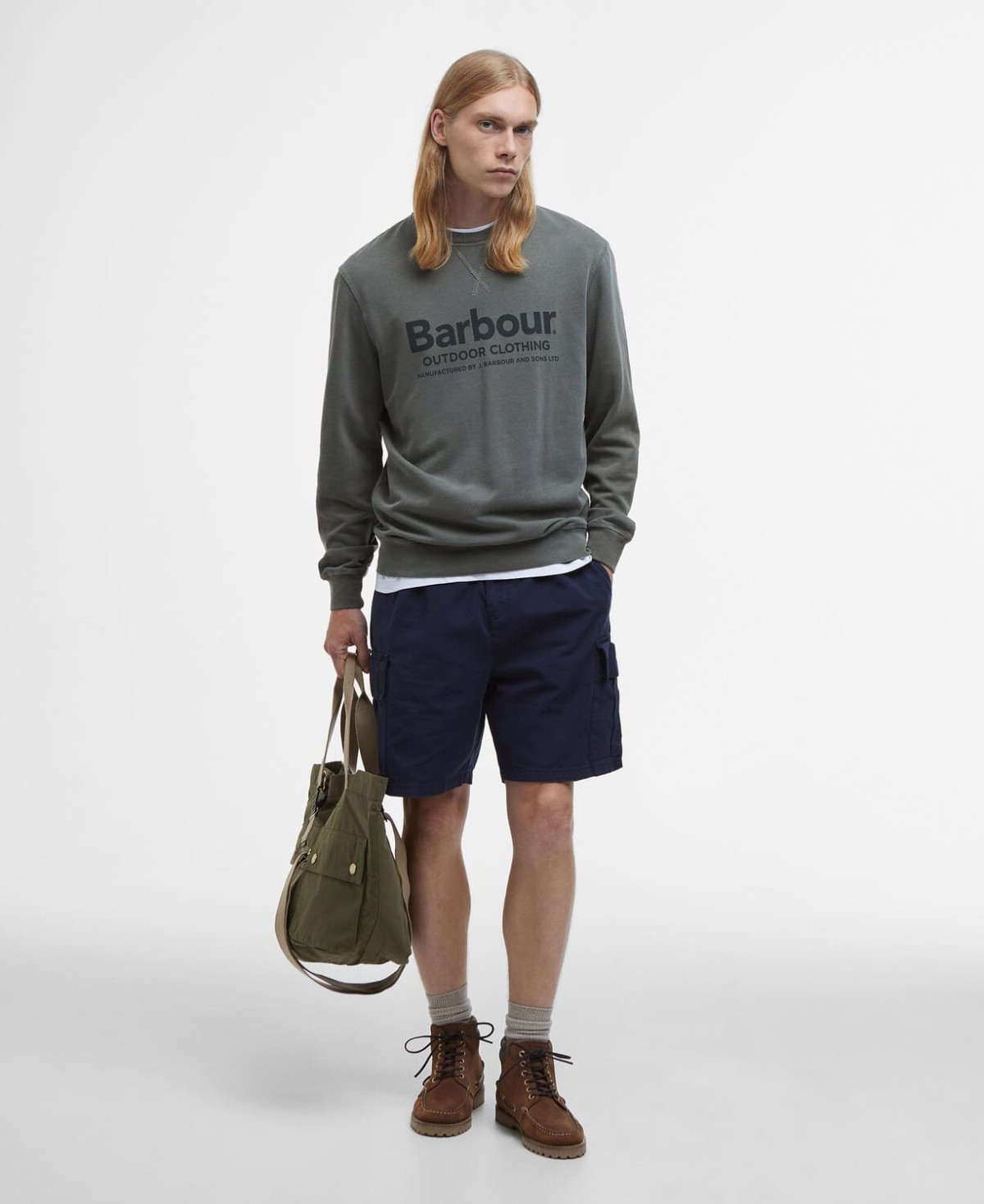 Pull sweatshirt homme larkhill barbour vert kaki light sage