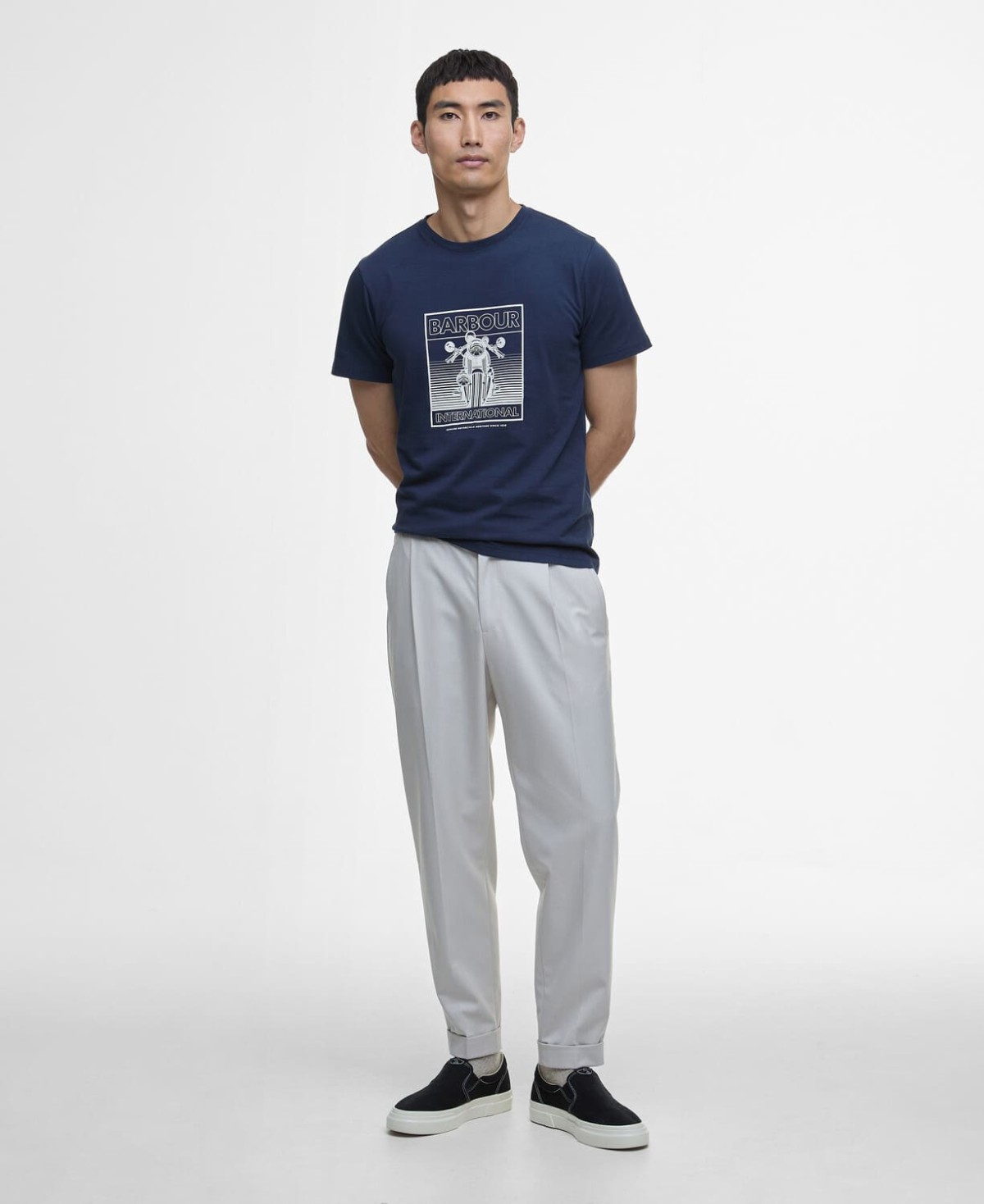 T-shirt homme track barbour international bleu marine navy